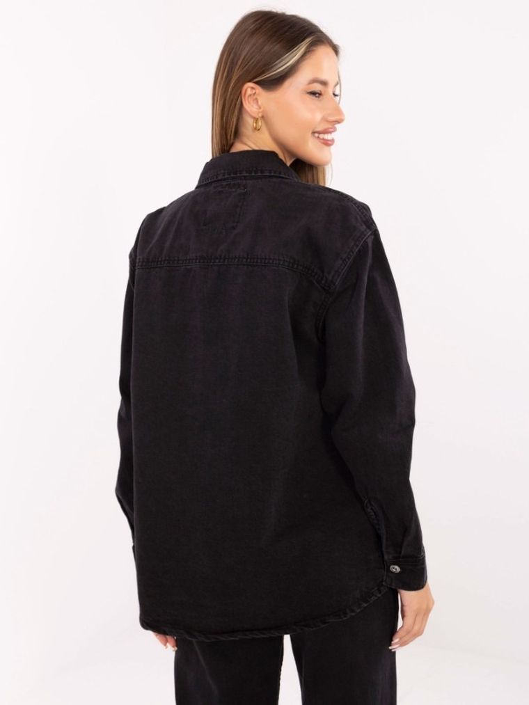 Koszula jeansowa damska z długim rękawem, czarna, Sublevel