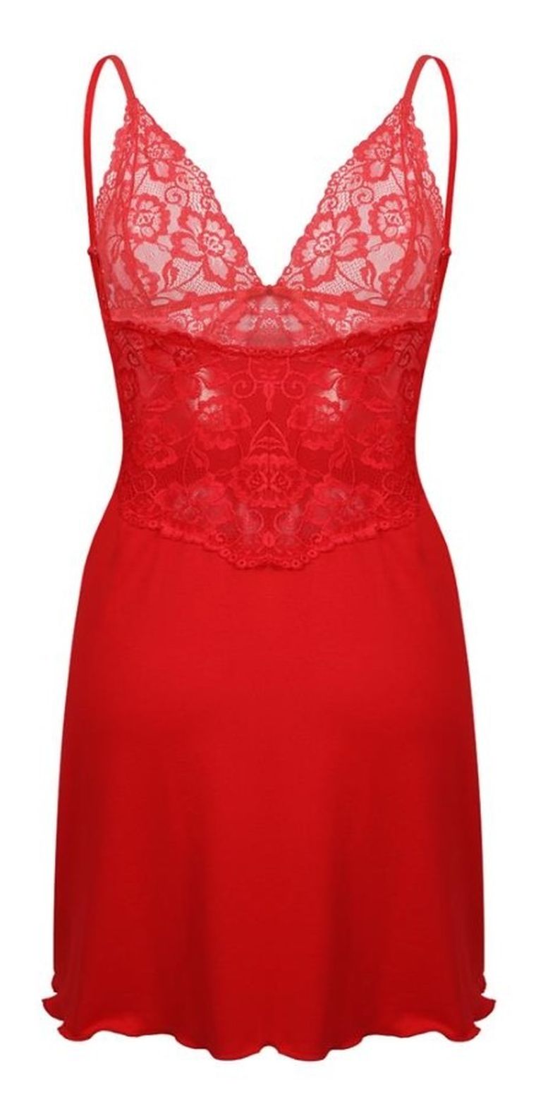 Koszula nocna damska na ramiączka, czerwona, Frederica, Dkaren