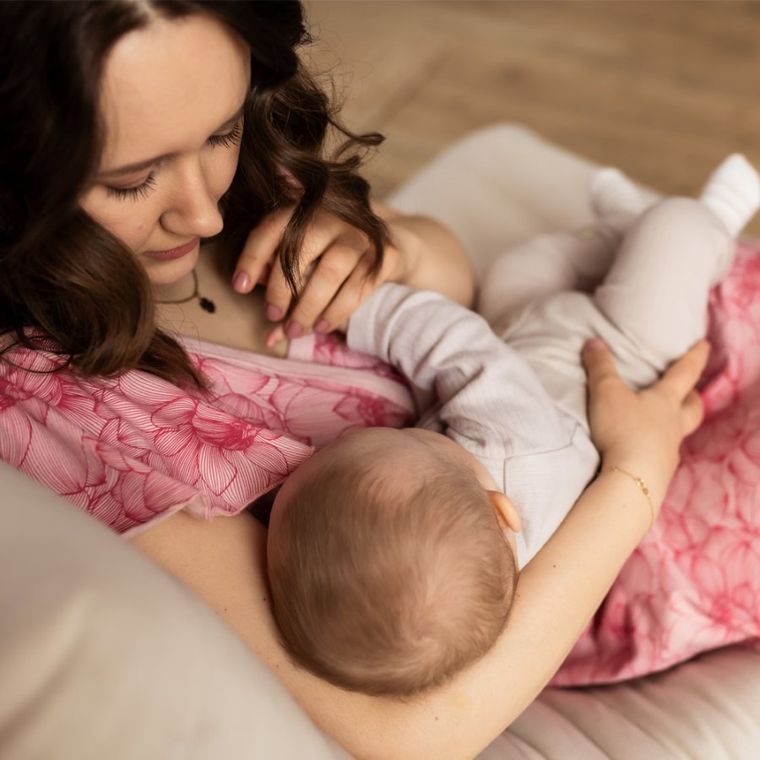 Koszula nocna damska z krótkim rękawem, ciążowa, różowa, Eevi