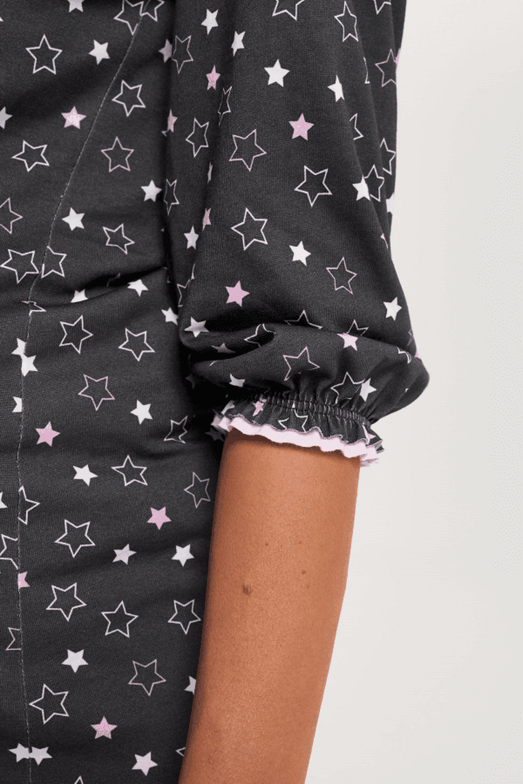 Koszula nocna damska z rękawem 3/4, szara, Antilia, Italian Fashion