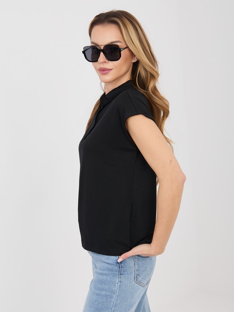 Koszulka polo damska z krótkim rękawem, czarna, Sublevel