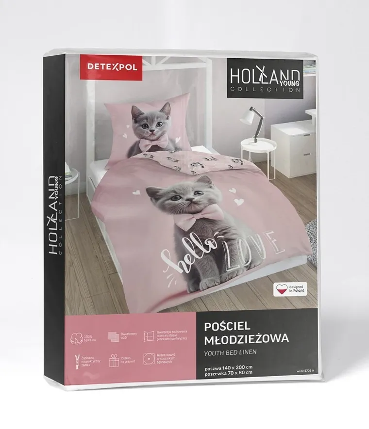 Kot, 2-częściowy komplet pościeli, 160-200 cm