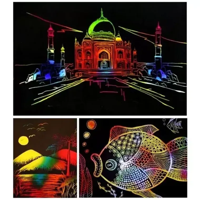 Kruzzel, zestaw do zdrapywania z drewnianym rysikiem