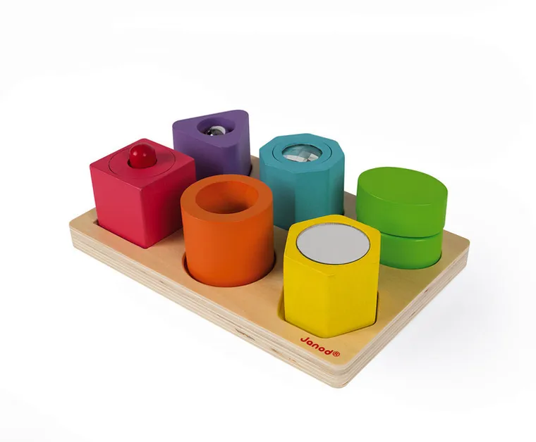 Kształty i dźwięki, puzzle sensoryczne drewniane