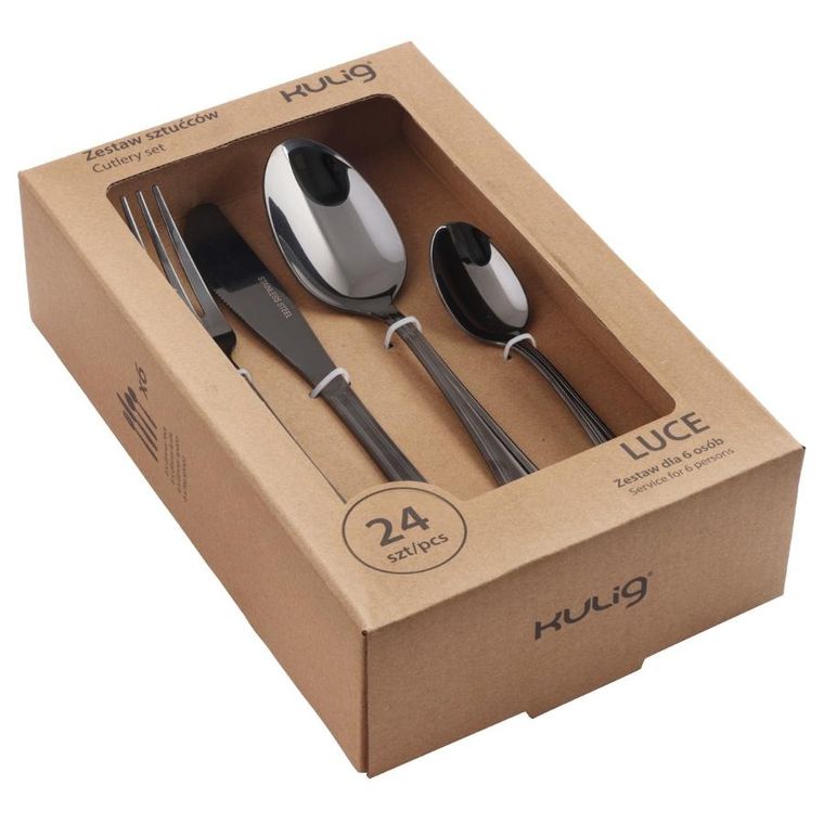 Kulig, Luce, komplet sztućców dla 6 osób, czarny, 24 szt.