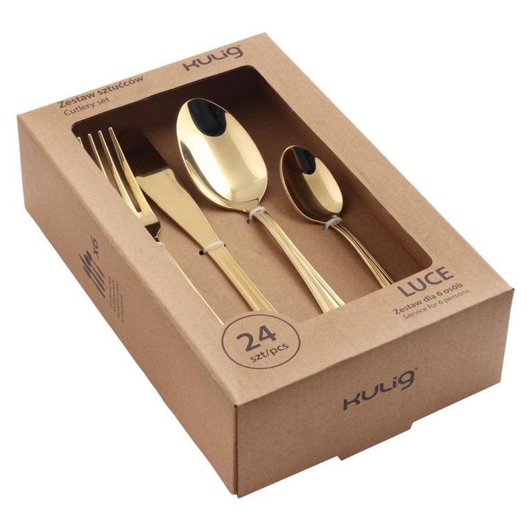 Kulig, Luce, komplet sztućców dla 6 osób, złoty, 24 szt.