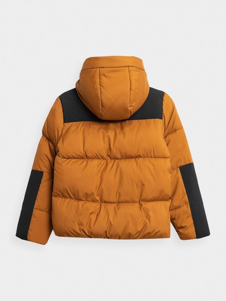 Kurtka chłopięca z kapturem, brązowa, 4F