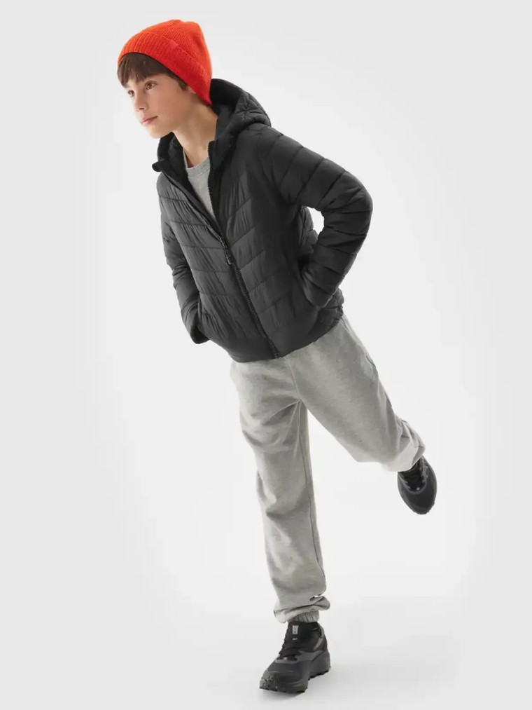 Kurtka chłopięca z kapturem, czarna, 4F