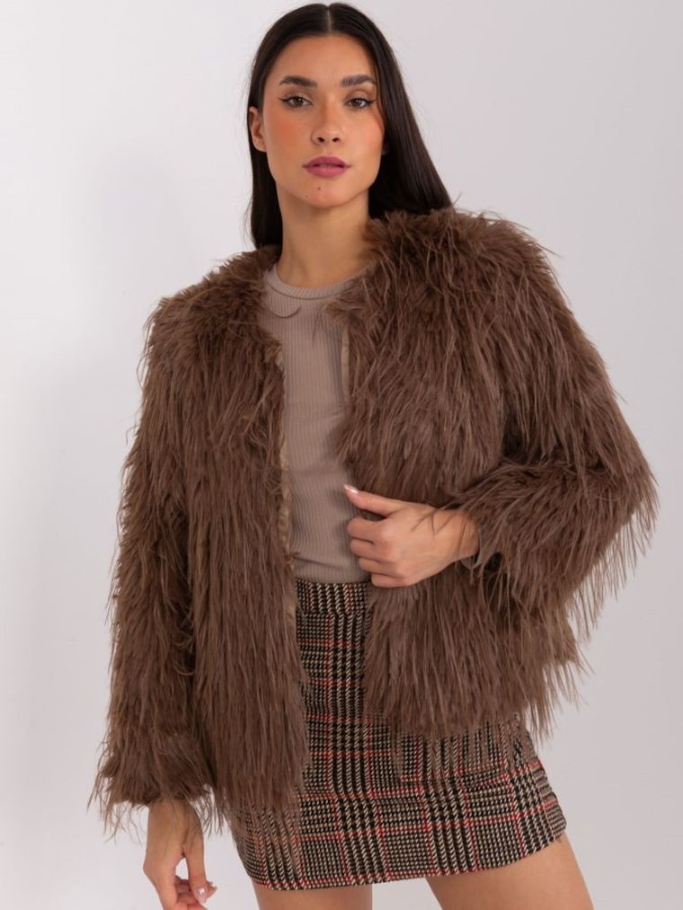 Kurtka damska, brązowa, Italy Moda