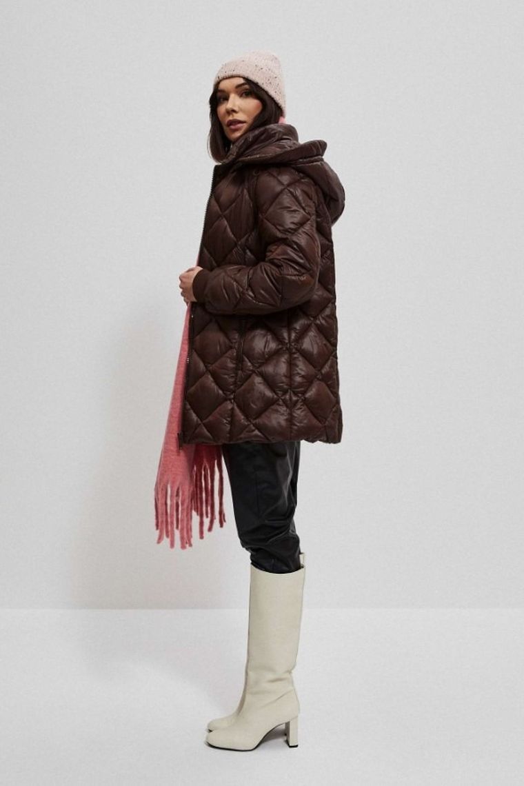 Kurtka damska, brązowa, Moodo