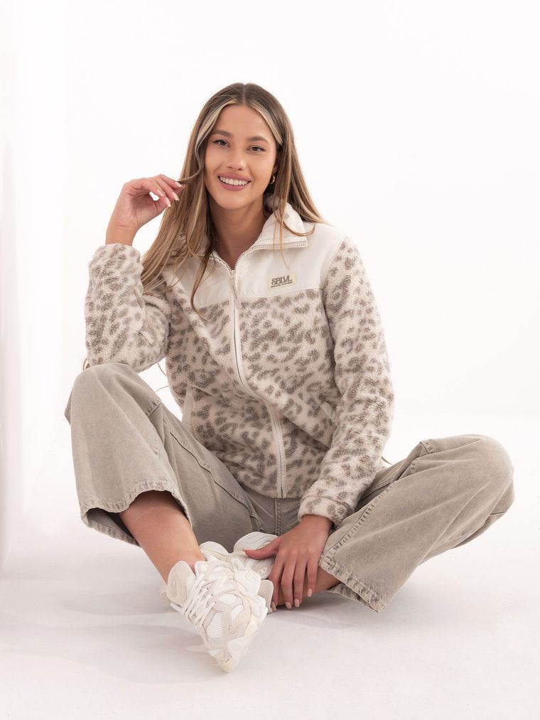 Kurtka damska, polarowa, beżowa, Sublevel