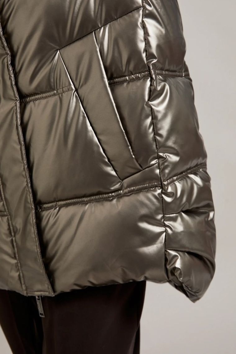 Kurtka damska z kapturem, beżowa, Moodo