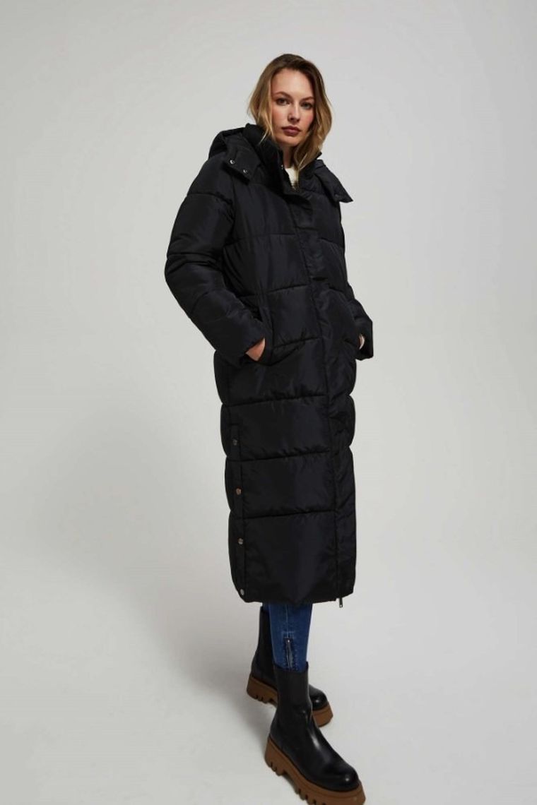 Kurtka damska z kapturem, czarna, Moodo