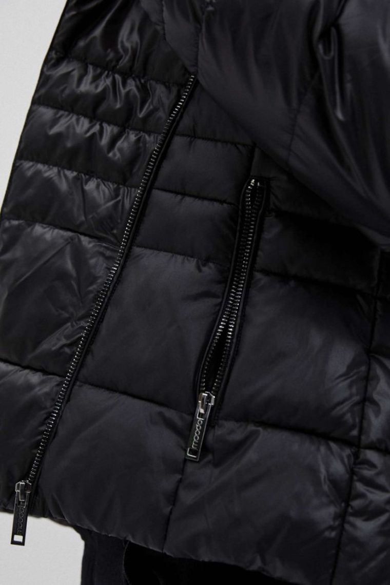 Kurtka damska z kapturem, czarna, Moodo