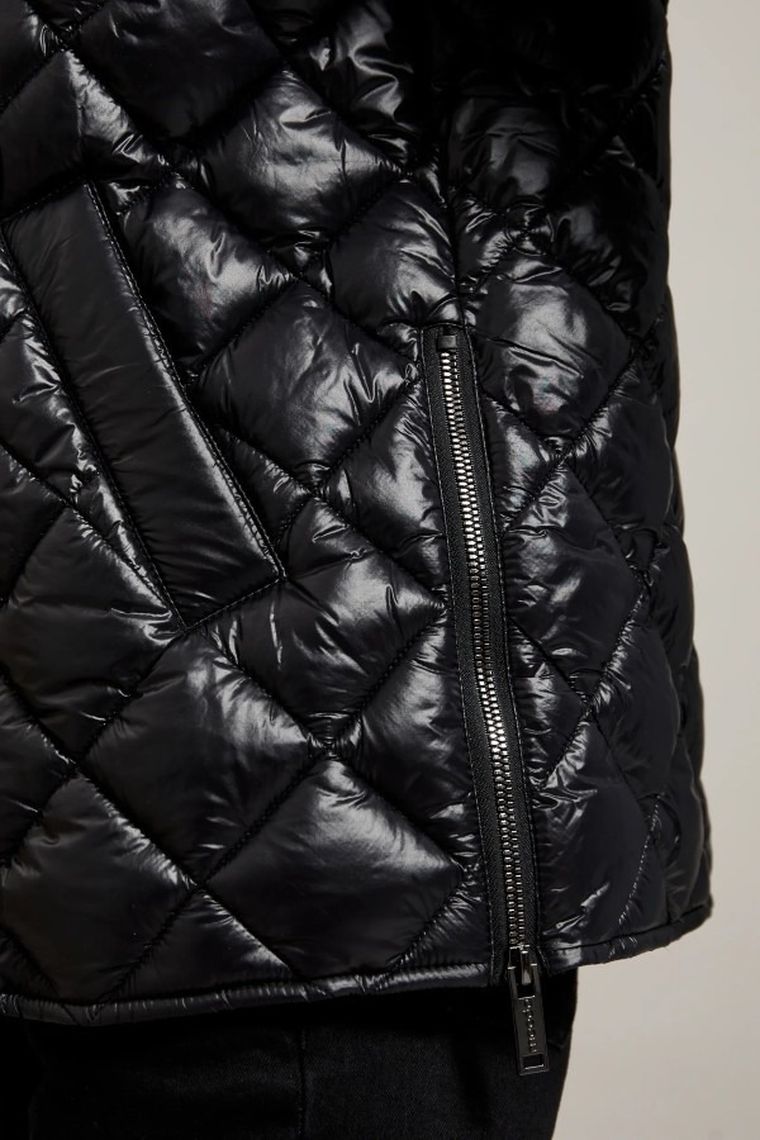 Kurtka damska z kapturem, czarna, Moodo