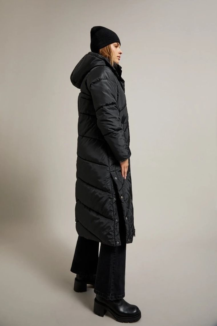 Kurtka damska z kapturem, czarna, Moodo