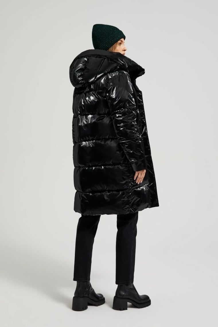 Kurtka damska z kapturem, czarna, Moodo