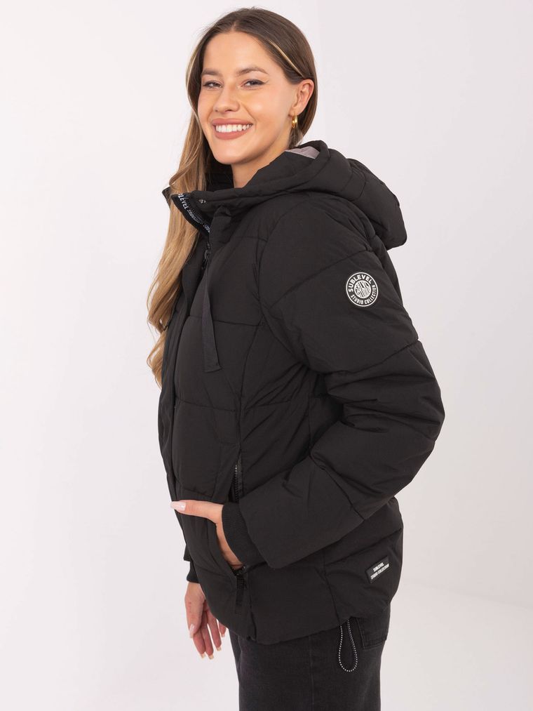 Kurtka damska z kapturem, czarna, Sublevel