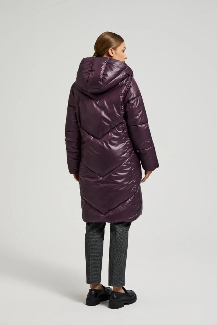 Kurtka damska z kapturem, fioletowa, Moodo
