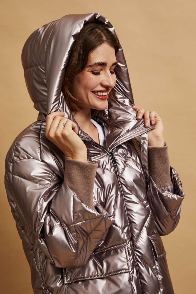 Kurtka damska z kapturem, różowa, Moodo