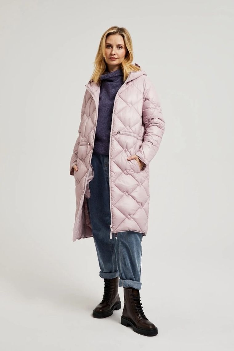 Kurtka damska z kapturem, różowa, Moodo
