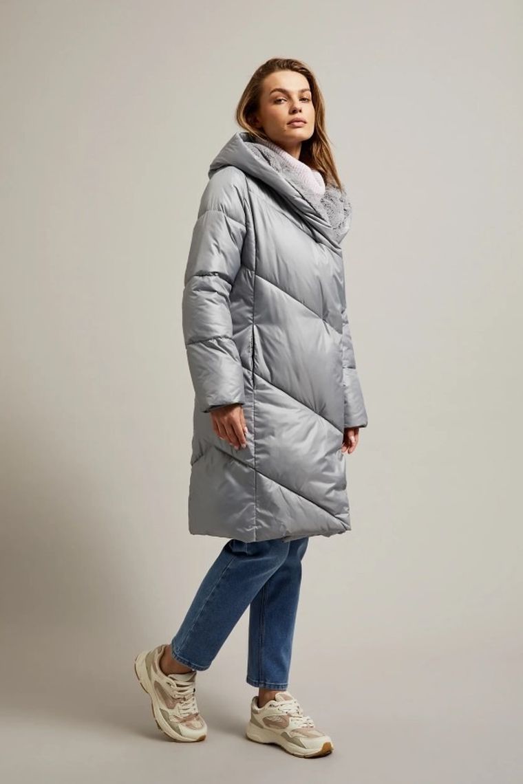 Kurtka damska z kapturem, szara, Moodo