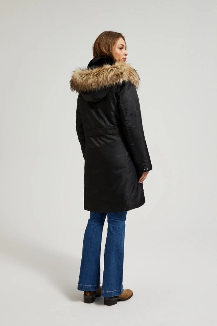 Kurtka damska z kapturem z kapturem, czarna, Moodo