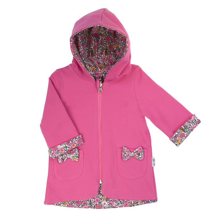 Kurtka dziewczęca z kapturem, dwustronna, różowa, Nicol
