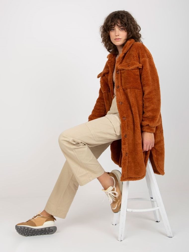 Kurtka koszulowa damska, brązowa, Rue Paris