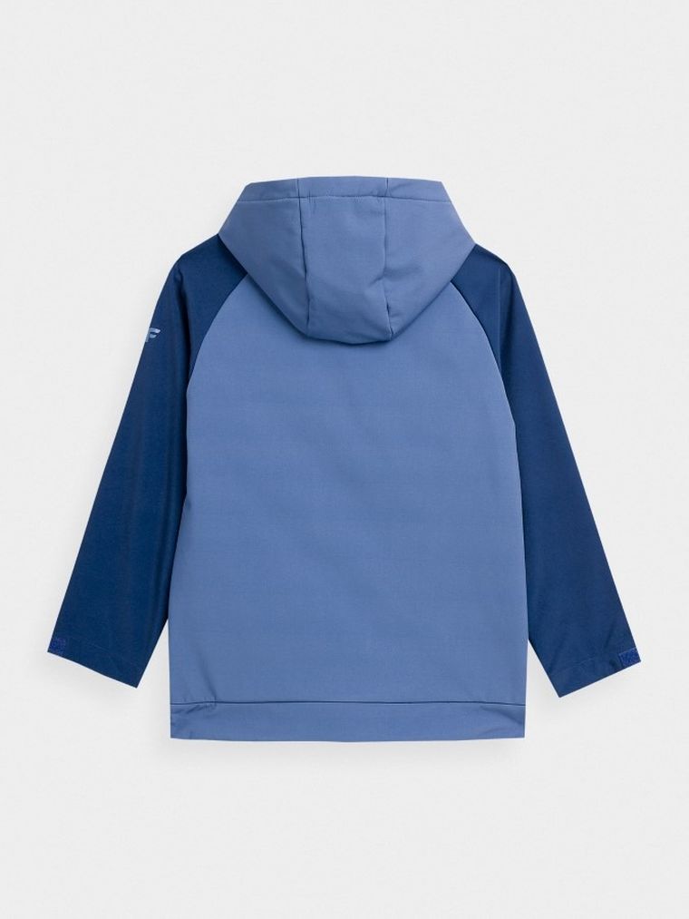 Kurtka softshell chłopięca z kapturem, niebieska, 4F