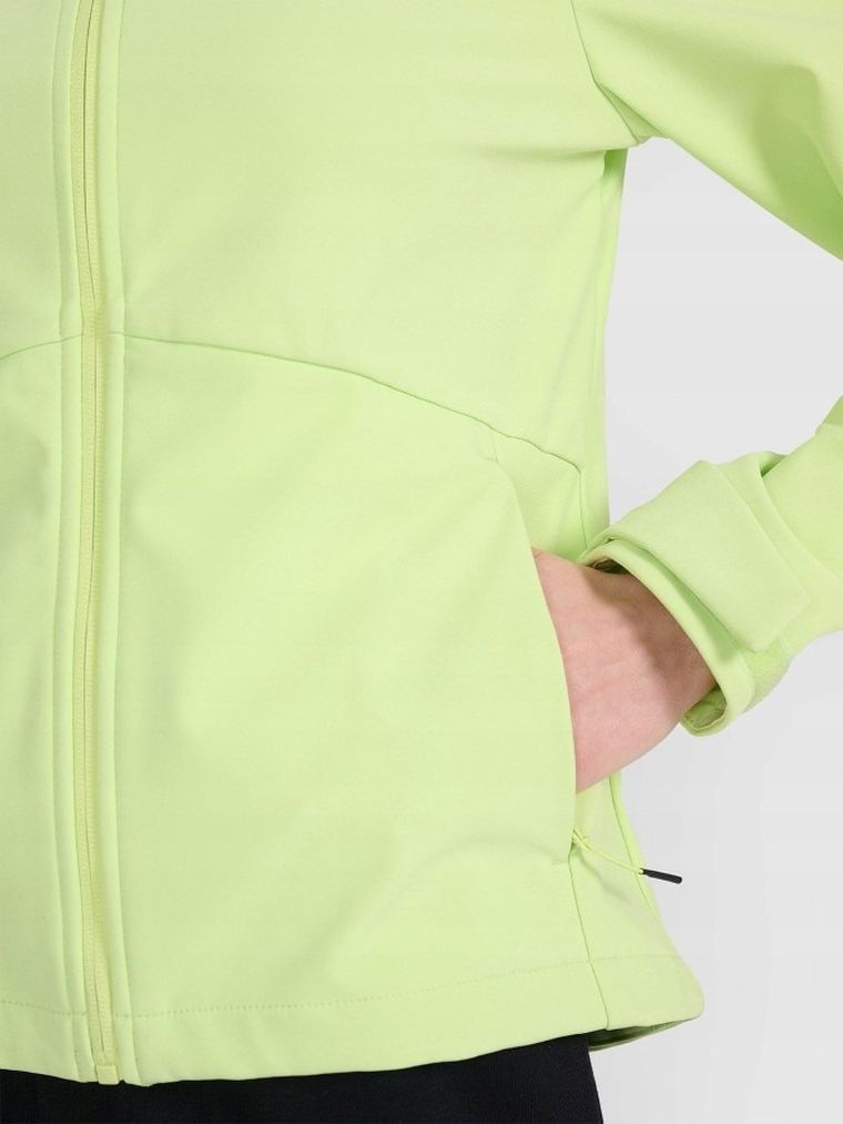 Kurtka softshell damska z kapturem, żółta, 4F
