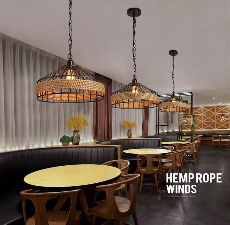 Lampa sufitowa z liny konopnej, średnica 40 cm