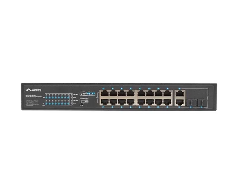 Lanberg, switch, RACK 19" 16X 100MB POE+/2X COMBO GIGABIT, 250W, NIEZARZĄDZALNY, RSFE-16P-2C-250