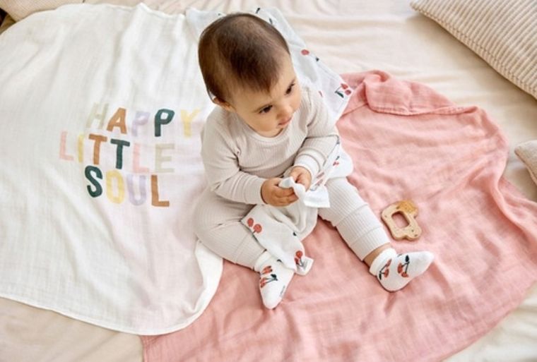 Lassig, Happy Fruits, pieluszka bambusowa, otulacz, cherry, 80-80 cm, 3 szt.