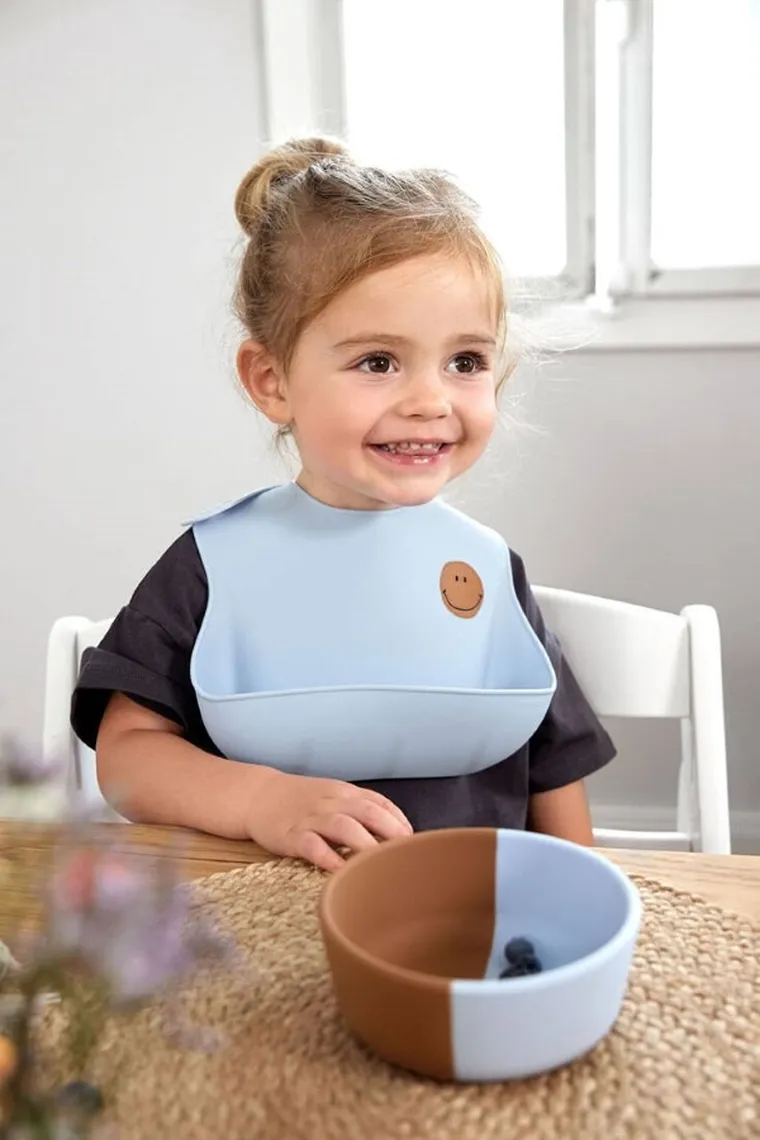 Lassig, Happy Rascals Smile, miseczka silikonowa dla dzieci, Sky Blue