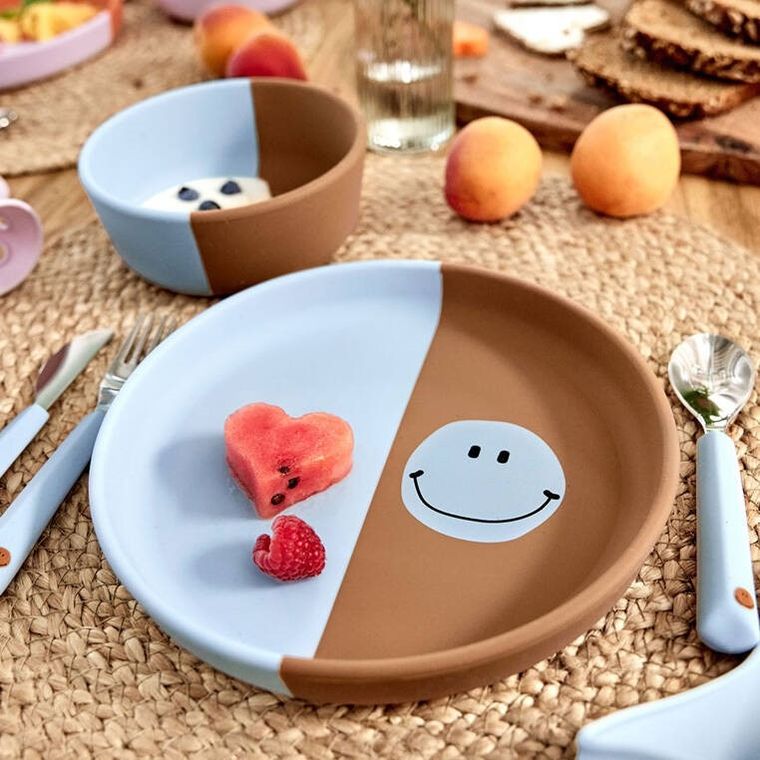 Lassig, Happy Rascals Smile, talerzyk silikonowy dla dzieci, Sky Blue