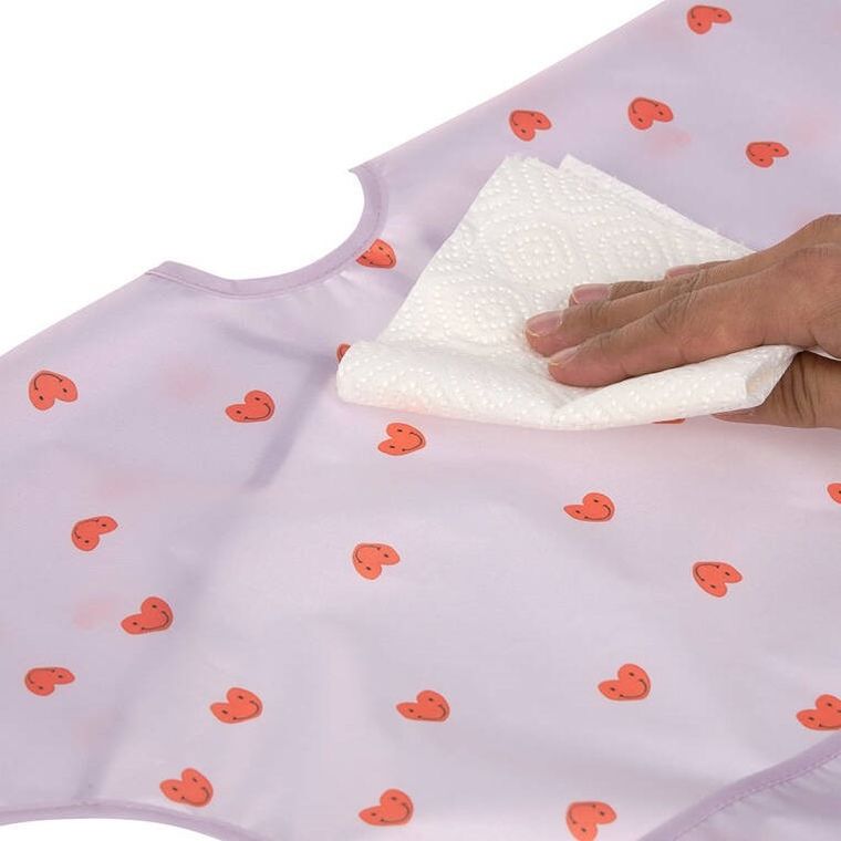 Lassig, Happy Rascals, zestaw śliniaków z długim rękawem, Heart Lavender, 6m+, 2 szt.