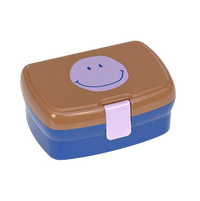Lassig, Little Gang, Smile, zestaw na lunch: lunchbox + tritanowa butelka 460 ml, caramel/blue