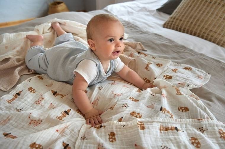 Lassig, Little Mateys, pieluszka muślinowa, otulacz z biobawełny, spicy orange, 85-85 cm, 3 szt.