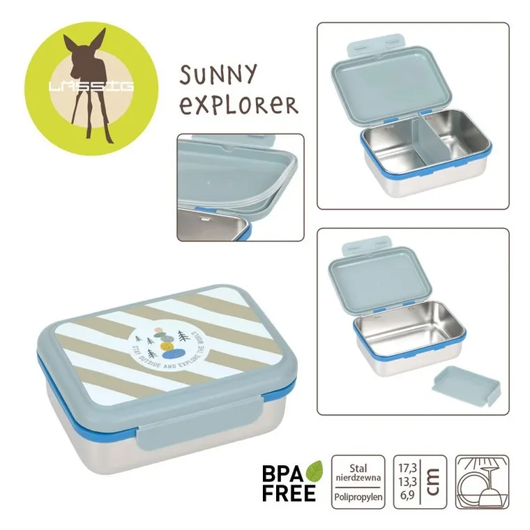 Lassig, Sunny Explorer, lunchbox ze stali nierdzewnej, Green/Blue