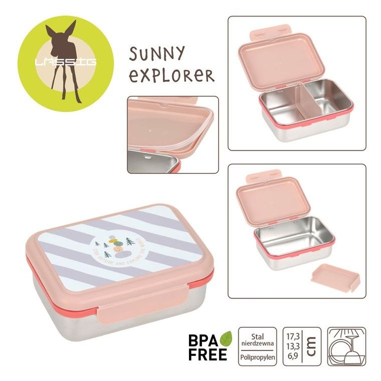 Lassig, Sunny Explorer, lunchbox ze stali nierdzewnej, Rose/Pink