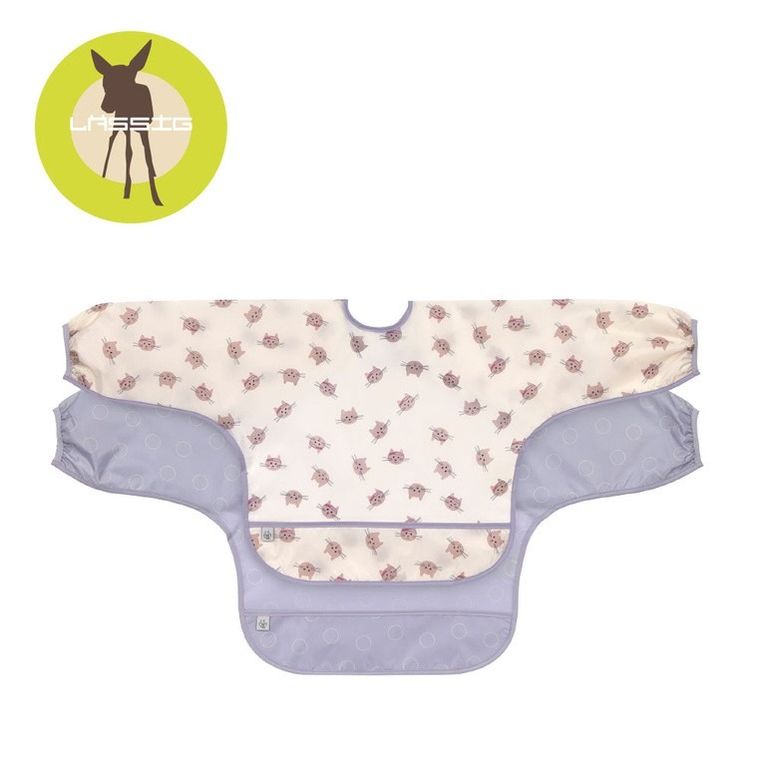 Lassig, Tiny Team, zestaw śliniaków z długim rękawem, kotek, 6m+