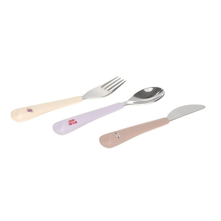 Lassig, Tiny Team, zestaw sztućców ze stali nierdzewnej z silikonową rączką, kotek, 3 szt.