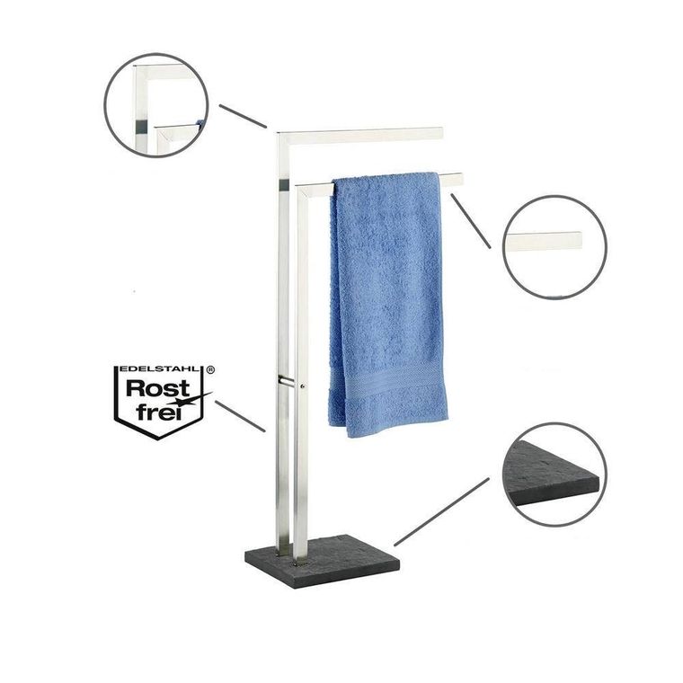 Łazienkowy stojak na ręczniki, SlateRock, 2 ramienny, stal nierdzewna