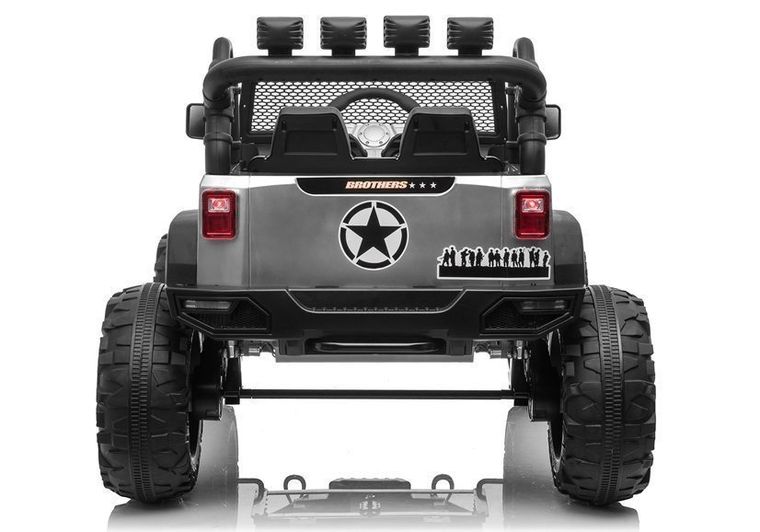 Lean Cars, Jeep, pojazd na akumulator, JC666, srebrny lakierowany