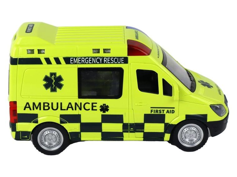 Lean Toys, ambulans, interaktywny pojazd zdalnie sterowany, żółty
