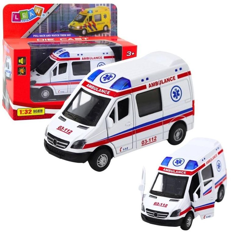 Lean Toys, ambulans, pojazd interaktywny, 1:32