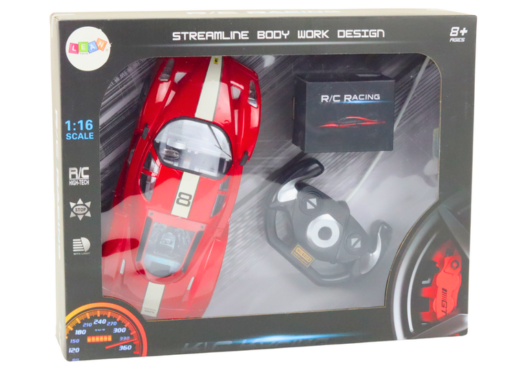 Lean Toys, auto sportowe, pojazd zdalnie sterowany, czerwone, 1:16