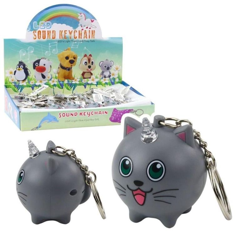 Lean Toys, brelok do kluczy, jednorożec LED, szary