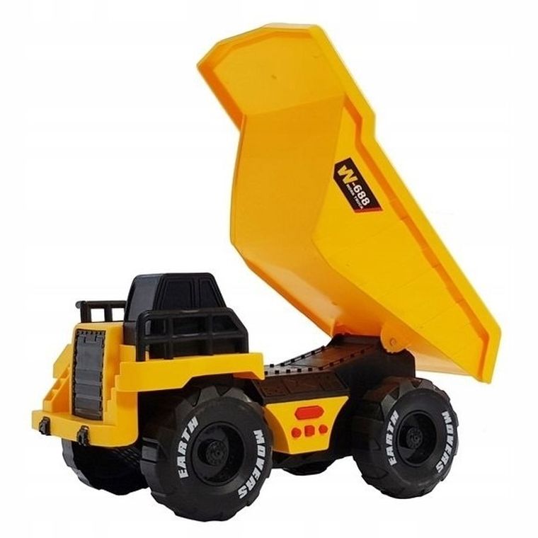 Lean Toys, ciężarówka wywrotka, pojazd budowlany, żółty